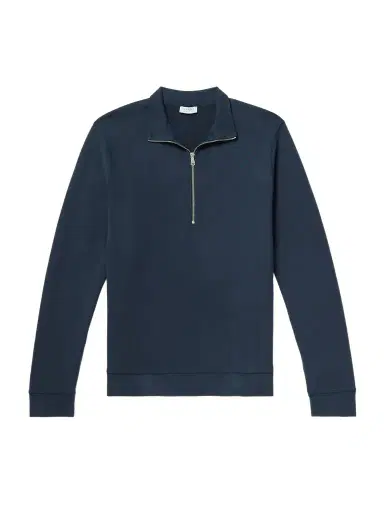 Sunspel Cotton-Jersey Half-Zip Sweatshirt - Men | Thumbnail 1