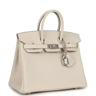 HERMÈS Hermes Birkin 25 Craie Togo Palladium Hardware | Thumbnail 2