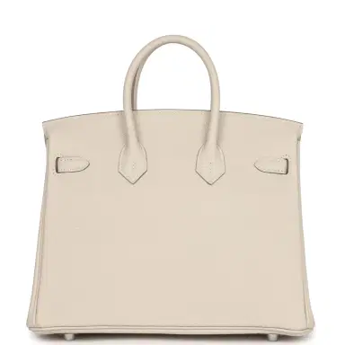 HERMÈS Hermes Birkin 25 Craie Togo Palladium Hardware | Thumbnail 4