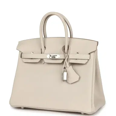 HERMÈS Hermes Birkin 25 Craie Togo Palladium Hardware | Thumbnail 5
