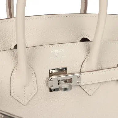 HERMÈS Hermes Birkin 25 Craie Togo Palladium Hardware | Thumbnail 7