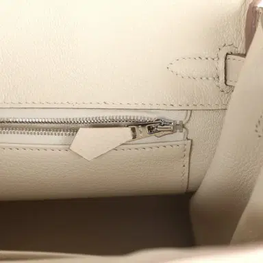 HERMÈS Hermes Birkin 25 Craie Togo Palladium Hardware | Thumbnail 9