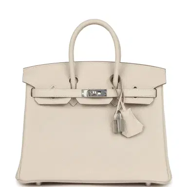 HERMÈS Hermes Birkin 25 Craie Togo Palladium Hardware | Thumbnail 1