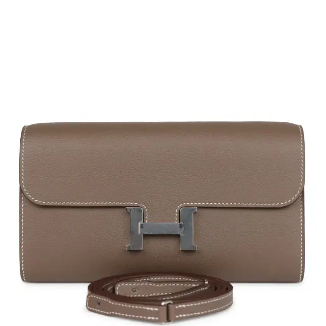 hermes Hermes Constance Wallet To Go Etoupe Evercolor Palladium Hardware