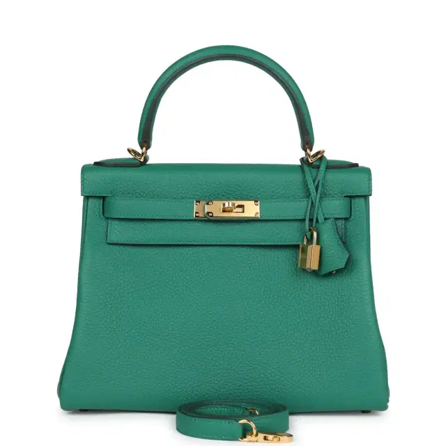 hermes Hermes Kelly Retourne 28 Vert Vertigo Clemence Gold Hardware