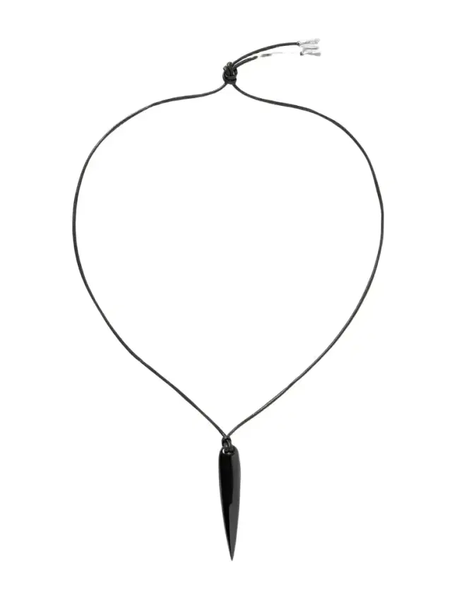Spear Silver, Onyx And Cord Necklace