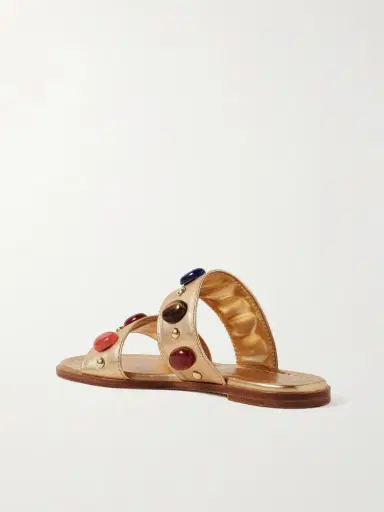 Gianvito Rossi Embellished Metallic Leather Slides | Thumbnail 3 Gianvito Rossi Embellished Metallic Leather Slides | Thumbnail 3