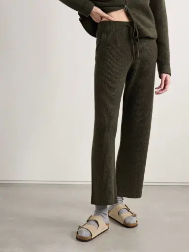 The Elder Statesman Ribbed Cashmere Track Pants | Thumbnail 3