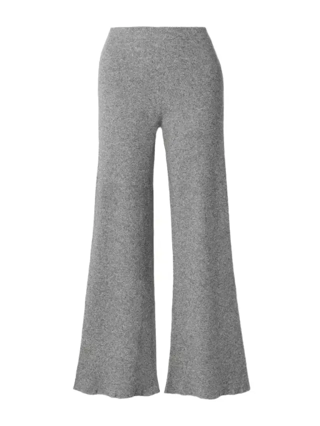 Delicash Ribbed Cashmere And Silk-blend Wide-leg Pants