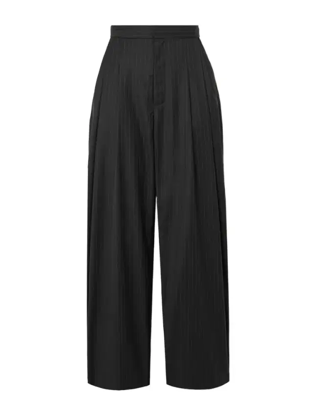 Adjust Pleated Pinstriped Wool-blend Wide-leg Pants