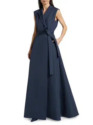 Carolina Herrera Women's Sleeveless Silk Trench Gown - Midnight - Size 4 | Thumbnail 2 Carolina Herrera Women's Sleeveless Silk Trench Gown - Midnight - Size 4 | Thumbnail 2