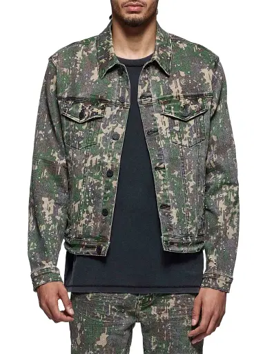 Purple Brand Men's Militaire Buckshot Trucker Jacket - All Over Print | Thumbnail 1