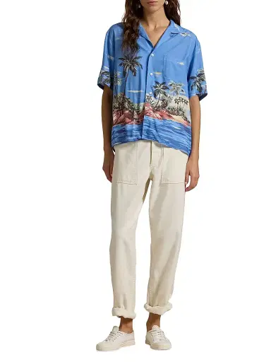 Polo Ralph Lauren Women's Tropical-Printed Button-Down Shirt - Palm Breeze - Size 8 | Thumbnail 2