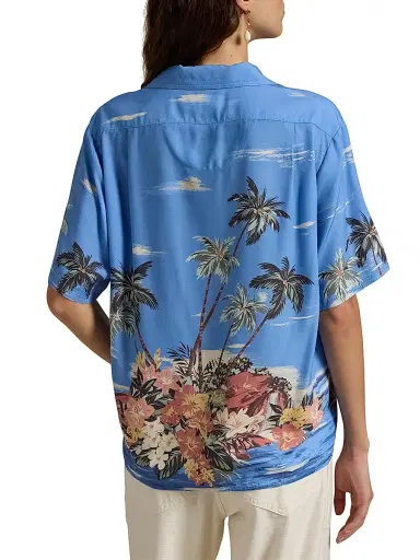 Polo Ralph Lauren Women's Tropical-Printed Button-Down Shirt - Palm Breeze - Size 8 | Thumbnail 4