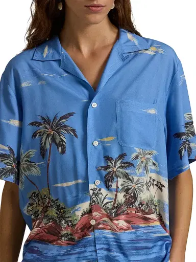 Polo Ralph Lauren Women's Tropical-Printed Button-Down Shirt - Palm Breeze - Size 8 | Thumbnail 5