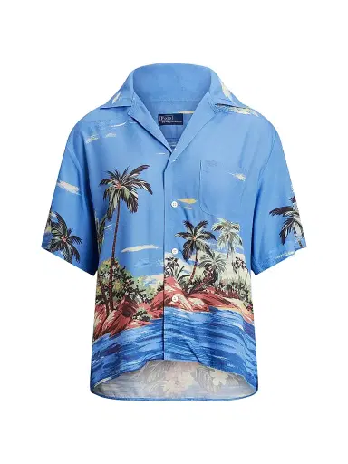 Polo Ralph Lauren Women's Tropical-Printed Button-Down Shirt - Palm Breeze - Size 8 | Thumbnail 1