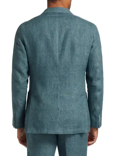 Saks Fifth Avenue Men's Délavé Solid Linen Suit Jacket - Teal - Size 46 | Thumbnail 5 Saks Fifth Avenue Men's Délavé Solid Linen Suit Jacket - Teal - Size 46 | Thumbnail 5
