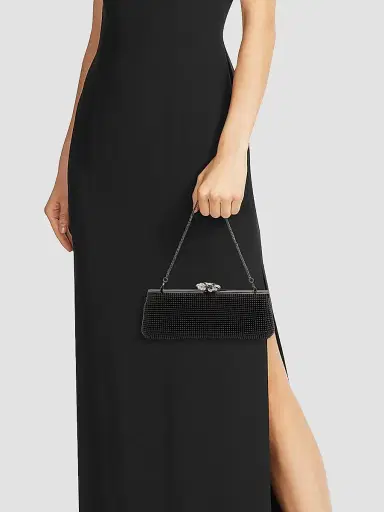 Whiting & Davis Women's Crystal Flower Clutch - Black | Thumbnail 2 Whiting & Davis Women's Crystal Flower Clutch - Black | Thumbnail 2