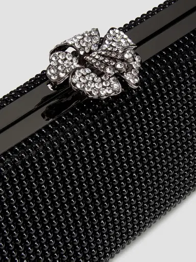 Whiting & Davis Women's Crystal Flower Clutch - Black | Thumbnail 6 Whiting & Davis Women's Crystal Flower Clutch - Black | Thumbnail 6