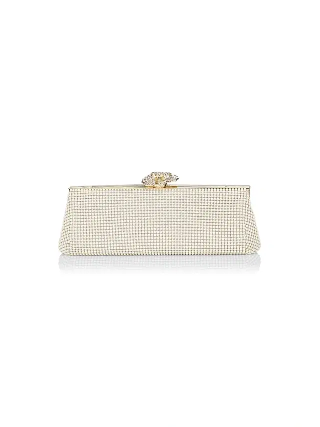 Whiting & Davis Women's Silvertone Metal & Crystal Flower Clutch - Pearl