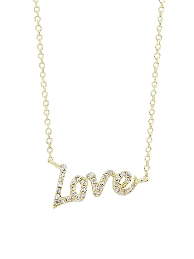 Women's 14K Yellow Gold & Diamond Love Pendant Necklace - Yellow Gold