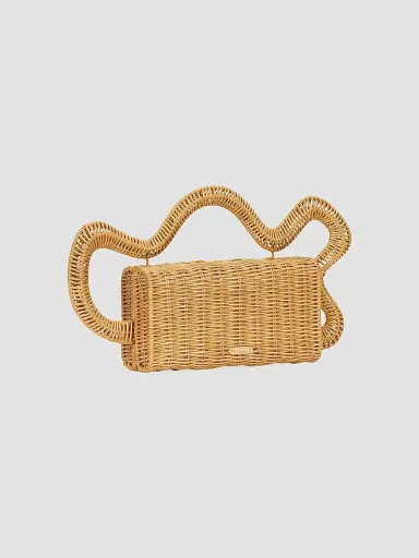 Cult Gaia Women's Elsa Rattan Clutch - Natural | Thumbnail 2