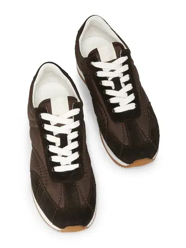 TOTEME Women's Sporty Monogram-Quilted Low-Top Sneakers - Espresso - Size 12 | Thumbnail 4