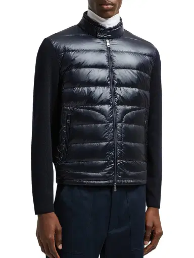 Moncler Men's Down-Filled Wool Cardigan - Blue - Size XXXXL | Thumbnail 2 Moncler Men's Down-Filled Wool Cardigan - Blue - Size XXXXL | Thumbnail 2