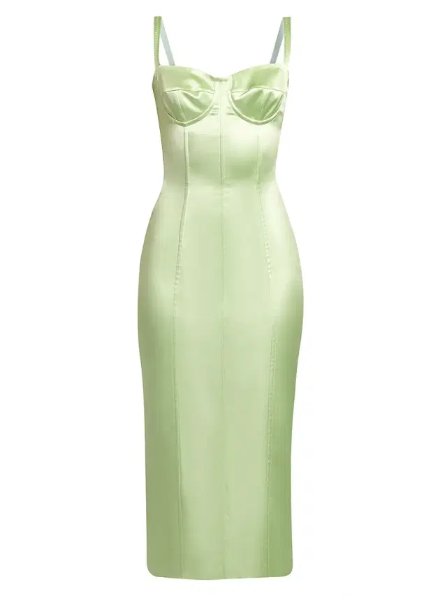 Dolce & Gabbana Women's Satin Corseted Midi-Dress - Verde Mare Pastello