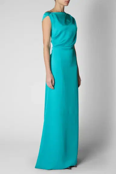 DEL CORE Off Shoulder Long Dress - Turquoise | Thumbnail 3 DEL CORE Off Shoulder Long Dress - Turquoise | Thumbnail 3