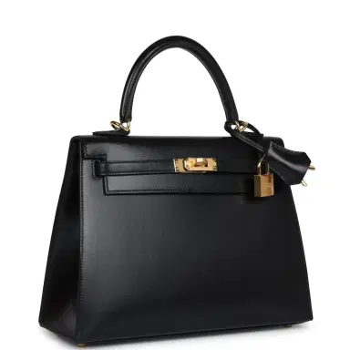 HERMÈS Hermes Kelly Sellier 25 Black Box Gold Hardware | Thumbnail 2