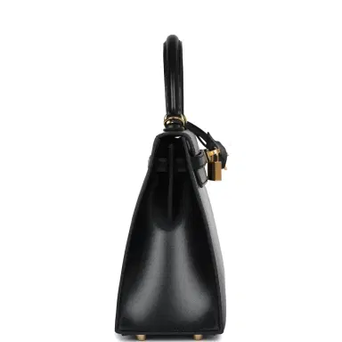 HERMÈS Hermes Kelly Sellier 25 Black Box Gold Hardware | Thumbnail 3