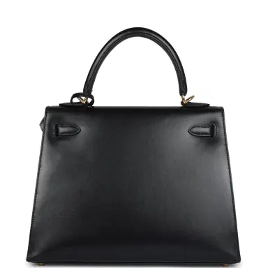 HERMÈS Hermes Kelly Sellier 25 Black Box Gold Hardware | Thumbnail 4