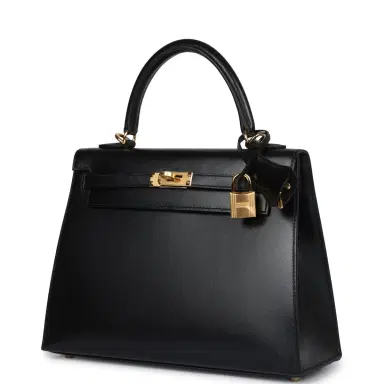 HERMÈS Hermes Kelly Sellier 25 Black Box Gold Hardware | Thumbnail 5