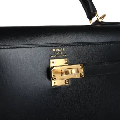 HERMÈS Hermes Kelly Sellier 25 Black Box Gold Hardware | Thumbnail 7