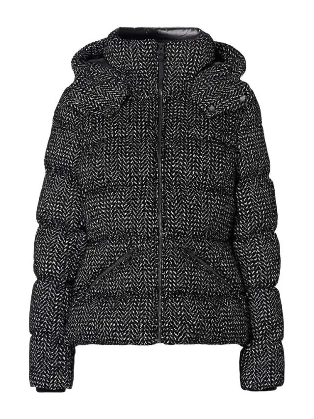 Madalyn-flp Hooded Quilted Flocked Shell Jacket