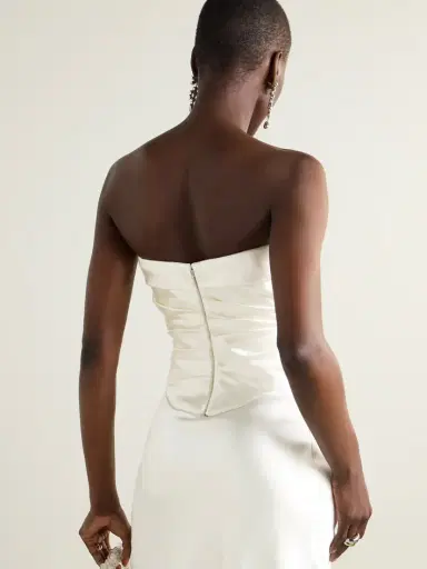 Danielle Frankel Demi Strapless Draped Silk And Wool-blend Satin Bustier Top | Thumbnail 3 Danielle Frankel Demi Strapless Draped Silk And Wool-blend Satin Bustier Top | Thumbnail 3