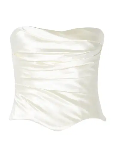 Danielle Frankel Demi Strapless Draped Silk And Wool-blend Satin Bustier Top | Thumbnail 1 Danielle Frankel Demi Strapless Draped Silk And Wool-blend Satin Bustier Top | Thumbnail 1