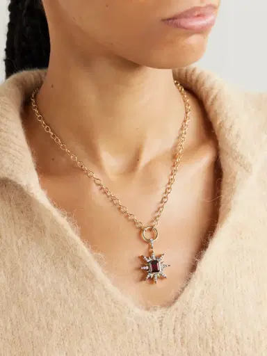 Marlo Laz Starburst 14-karat Gold, Rhodium-plated, Diamond And Garnet Necklace | Thumbnail 2 Marlo Laz Starburst 14-karat Gold, Rhodium-plated, Diamond And Garnet Necklace | Thumbnail 2