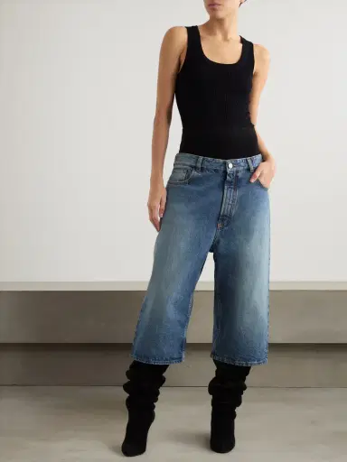 Alaïa Jersey-trimmed Denim Shorts | Thumbnail 2