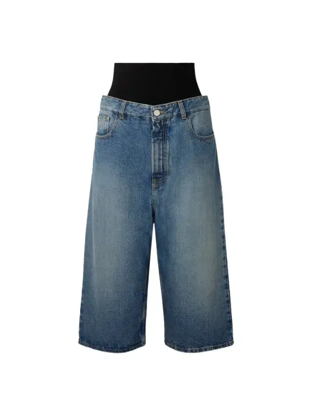 Jersey-trimmed Denim Shorts