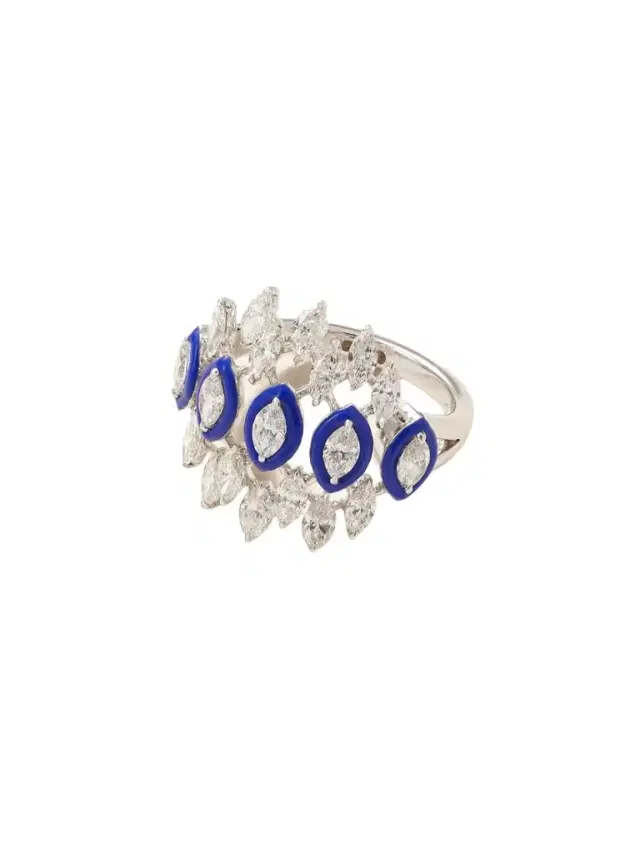 Kamyen 18-karat White Gold, Diamond And Enamel Ring