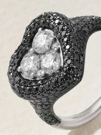 Kamyen Manaal 18-karat White Gold Diamond Pinky Ring | Thumbnail 4
