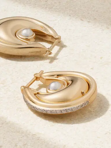L’Atelier Nawbar Diana Big 18-karat Gold, Rhodium-plated And Diamond Earrings | Thumbnail 3 L’Atelier Nawbar Diana Big 18-karat Gold, Rhodium-plated And Diamond Earrings | Thumbnail 3
