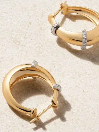 L’Atelier Nawbar Buoy Large 18-karat Yellow And Rhodium-plated White Gold Diamond Hoop Earrings | Thumbnail 3