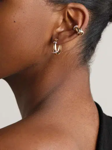 L’Atelier Nawbar Buoy Large 18-karat Yellow And Rhodium-plated White Gold Diamond Hoop Earrings | Thumbnail 4