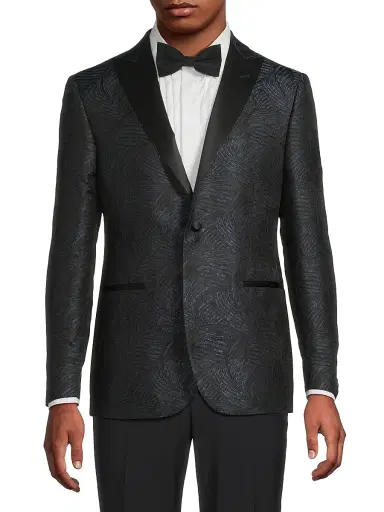 CORNELIANI Men's Jacquard Silk Blazer - Navy - Size 46 | Thumbnail 3 CORNELIANI Men's Jacquard Silk Blazer - Navy - Size 46 | Thumbnail 3