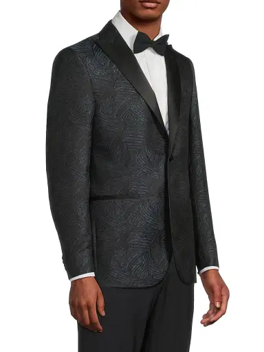 CORNELIANI Men's Jacquard Silk Blazer - Navy - Size 46 | Thumbnail 4 CORNELIANI Men's Jacquard Silk Blazer - Navy - Size 46 | Thumbnail 4