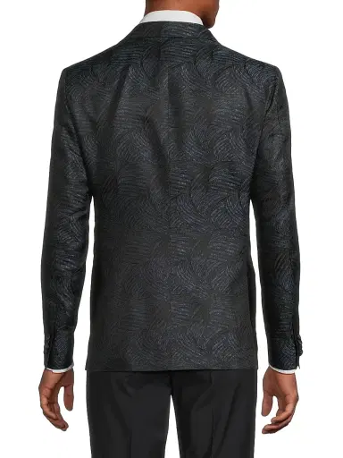 CORNELIANI Men's Jacquard Silk Blazer - Navy - Size 46 | Thumbnail 5 CORNELIANI Men's Jacquard Silk Blazer - Navy - Size 46 | Thumbnail 5