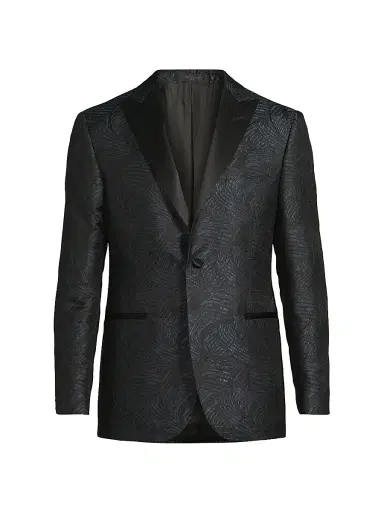 CORNELIANI Men's Jacquard Silk Blazer - Navy - Size 46 | Thumbnail 1 CORNELIANI Men's Jacquard Silk Blazer - Navy - Size 46 | Thumbnail 1